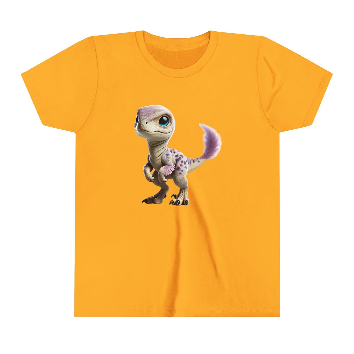 Youth Lovable Baby Velociraptor Tee – Sweet Dino Style in Soft Pastels! 🦖💜✨ - Unisex Jersey Short Sleeve Tee Super Comfy Dino T-Shirt Gift