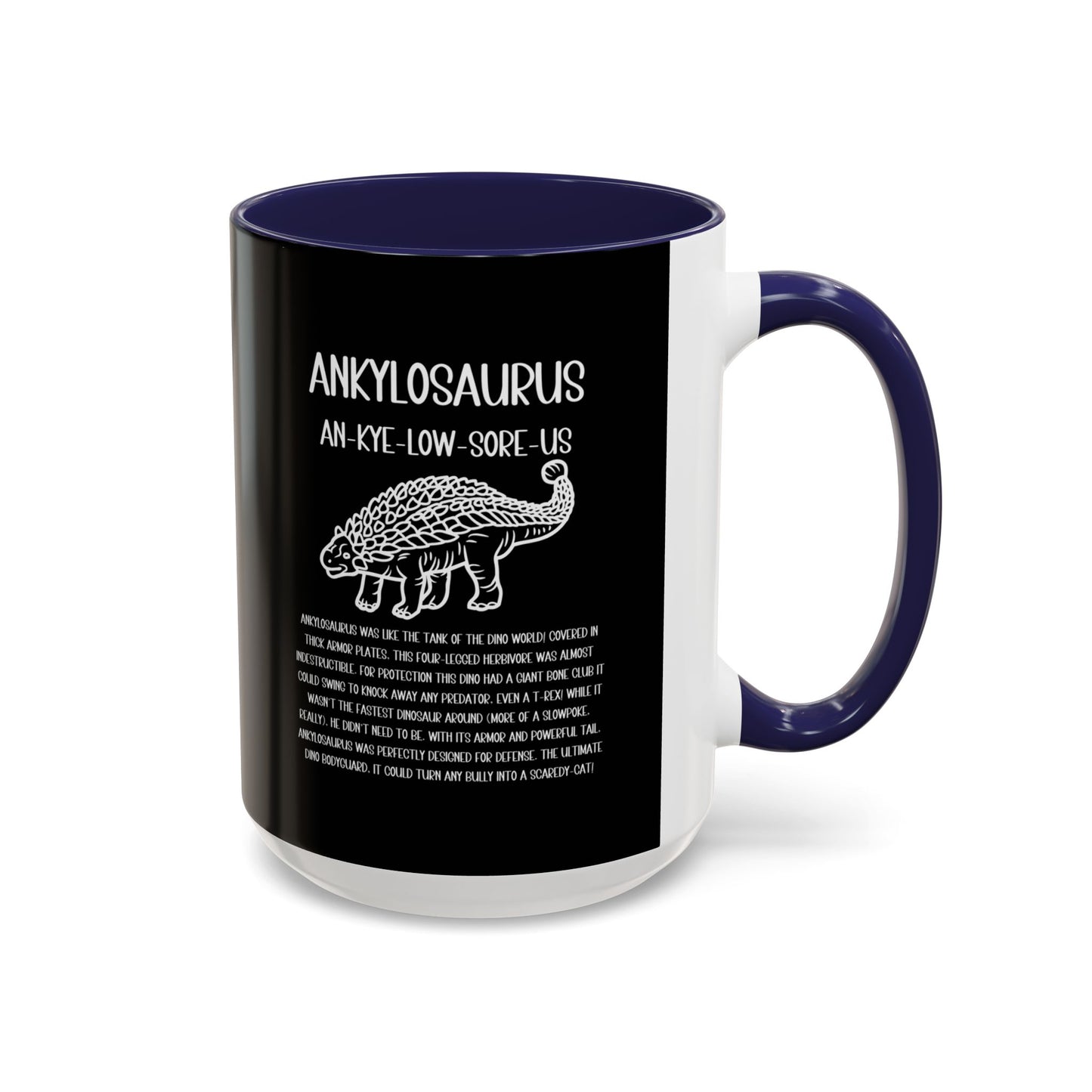 Outlined Ankylosaurus Mug with Detailed White Graphic Amazing Gift for the Dino Lovers in your life