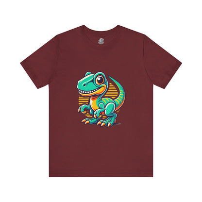 Retro Sunrise Velociraptor- Unisex Jersey Short Sleeve Tee Super Comfy Dino T-Shirt Gift