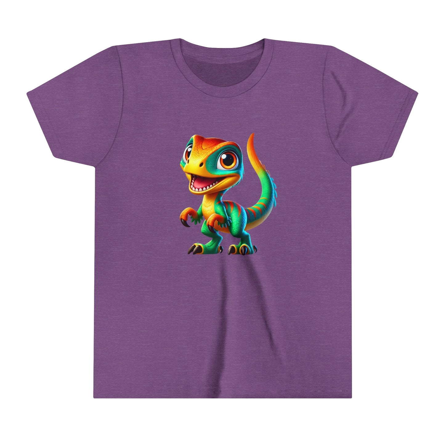 Youth Vibrant Green & Orange Velociraptor – Perfect for Dino Fans! - Unisex Jersey Short Sleeve Tee Super Comfy Dino T-Shirt Gift