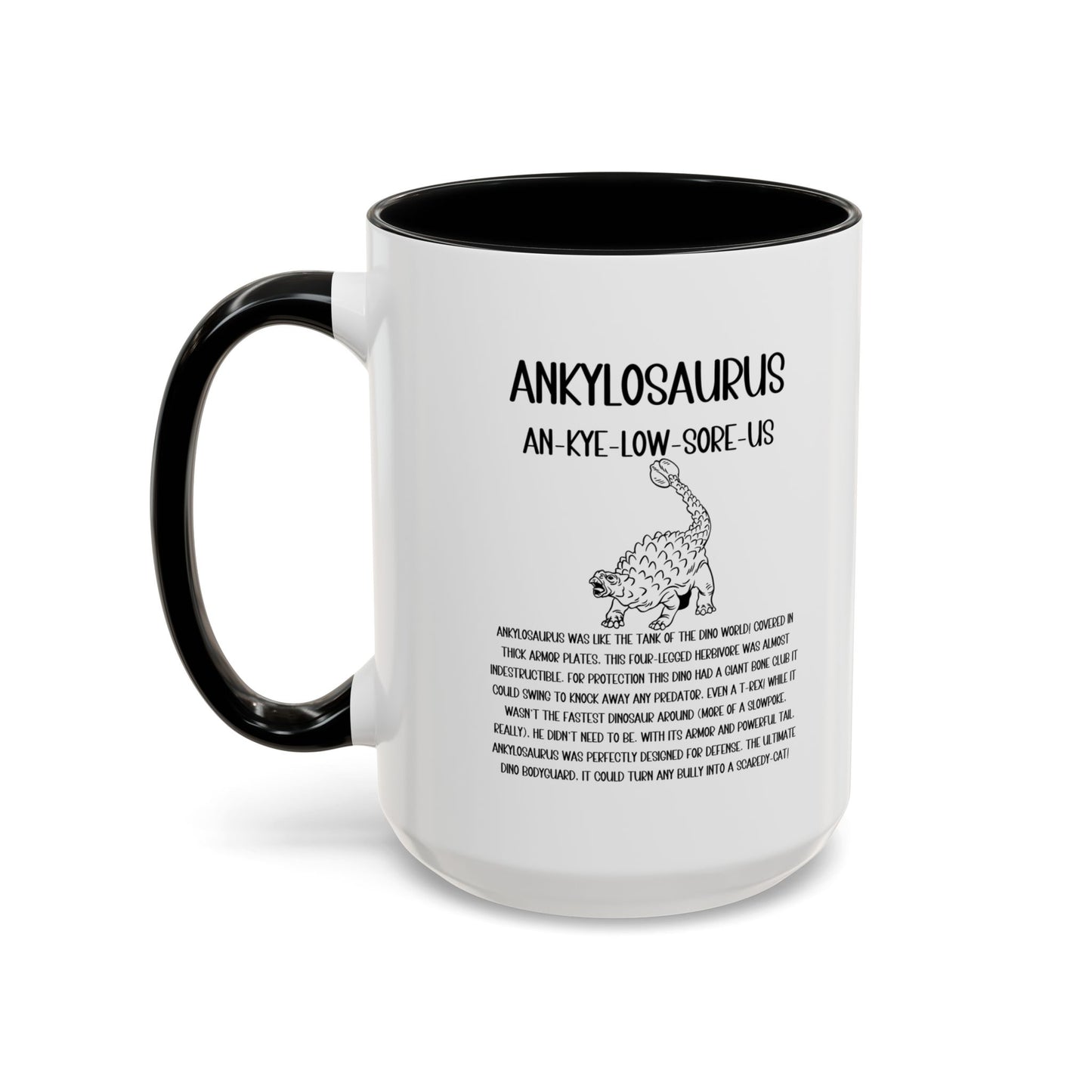 Defensive  Ankylosaurus Mug with Detailed Black Graphic Amazing Gift for the Dino Lovers in your life