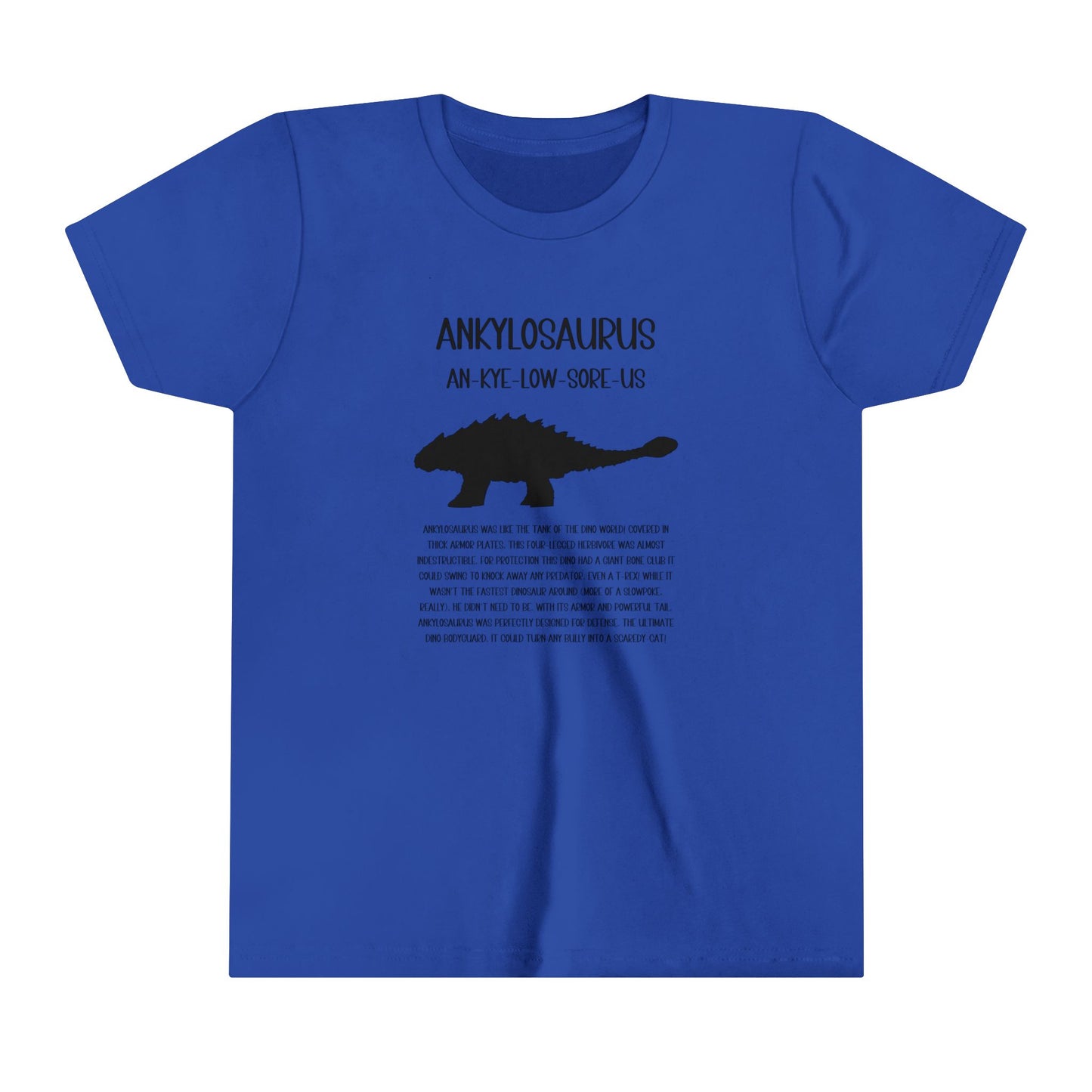 Youth Ankylosaurus T-Shirt with Detailed Black Graphics - Unisex Jersey Short Sleeve Tee Super Comfy Dino T-Shirt Gift