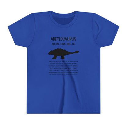 Youth Ankylosaurus T-Shirt with Detailed Black Graphics - Unisex Jersey Short Sleeve Tee Super Comfy Dino T-Shirt Gift