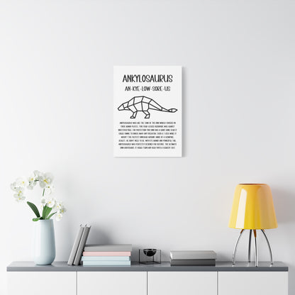 Polygon Outlined Ankylosaurus Vertical Matte Canvas White, Stretched, 1.25" Amazing Gift for the Dino Lover in your life