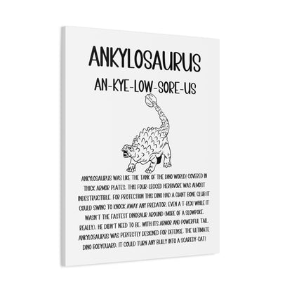 Defensive Ankylosaurus Vertical Matte Canvas White, Stretched, 1.25" Amazing Gift for the Dino Lover in your life