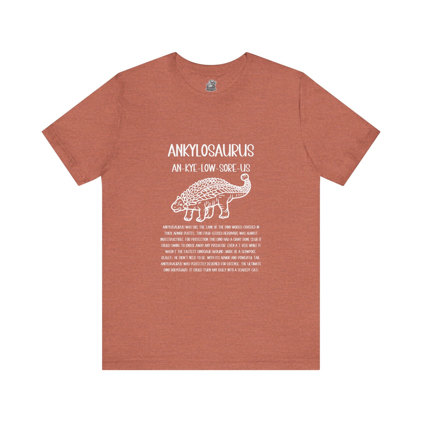 Outlined Ankylosaurus Detailed with White Graphics- Unisex Jersey Short Sleeve Tee Super Comfy Dino T-Shirt Gift