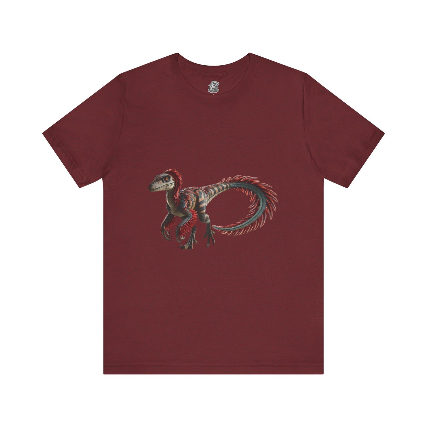 Fierce & Fiery Feathered Velociraptor Tee – Unleash Bold Dino Energy! 🦖🔥🌺 - Unisex Jersey Short Sleeve Tee Super Comfy Dino T-Shirt Gift