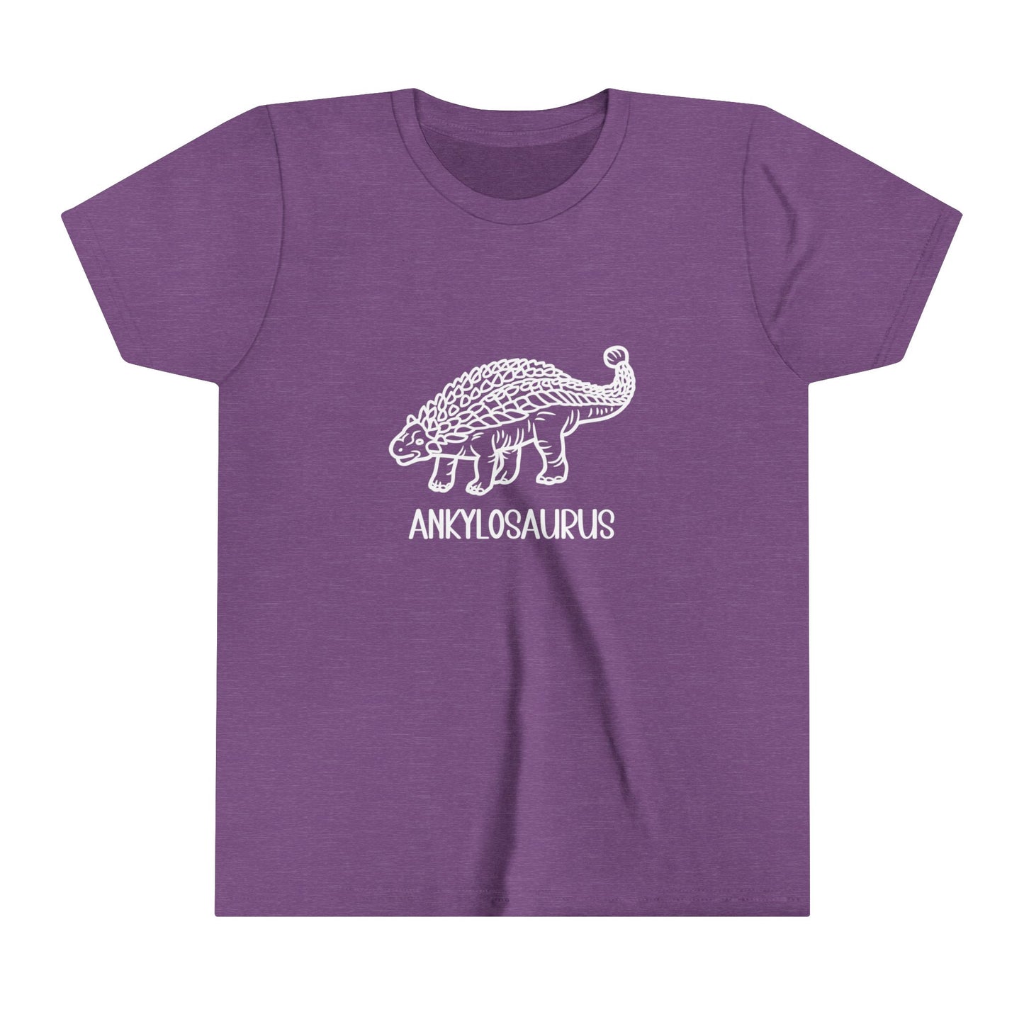 Youth Outlined Ankylosaurus T-Shirt with White Graphics - Unisex Jersey Short Sleeve Tee Super Comfy Dino T-Shirt Gift