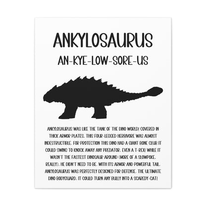 Ankylosaurus Vertical Matte Canvas White, Stretched, 1.25" Amazing Gift for the Dino Lover in your life