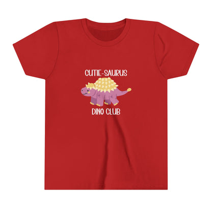 Youth Ankylosaurus Cutie Saurus Dino Club Pink - White Graphic - Unisex Jersey Short Sleeve Tee Super Comfy Dino T-Shirt Gift