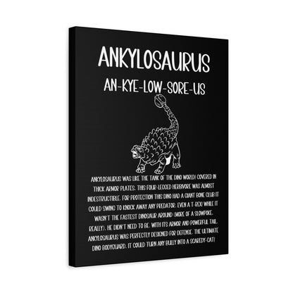 Defensive Ankylosaurus Vertical Matte Canvas Black, Stretched, 1.25" Amazing Gift for the Dino Lover in your life