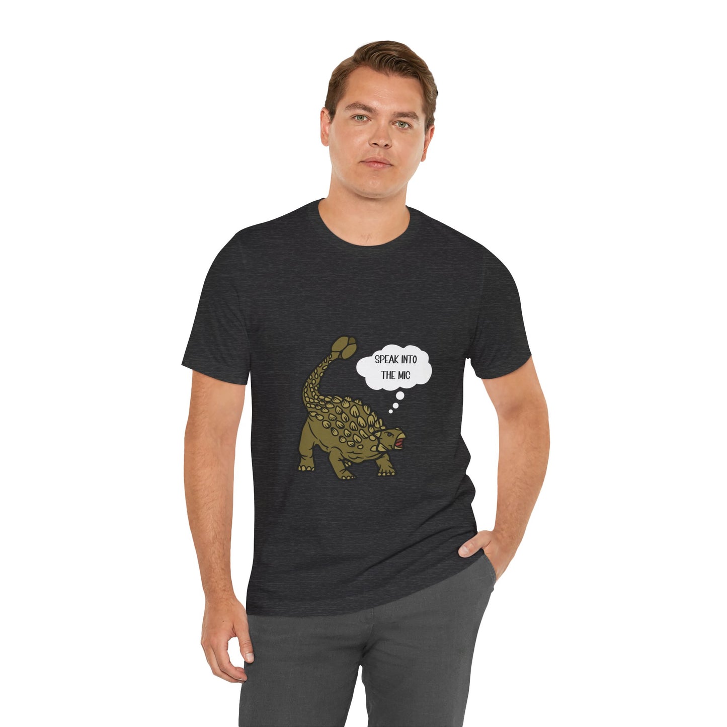 Ankylosaurus Speak into the Mic Graphic - Unisex Jersey Short Sleeve Tee Super Comfy Dino T-Shirt Gift