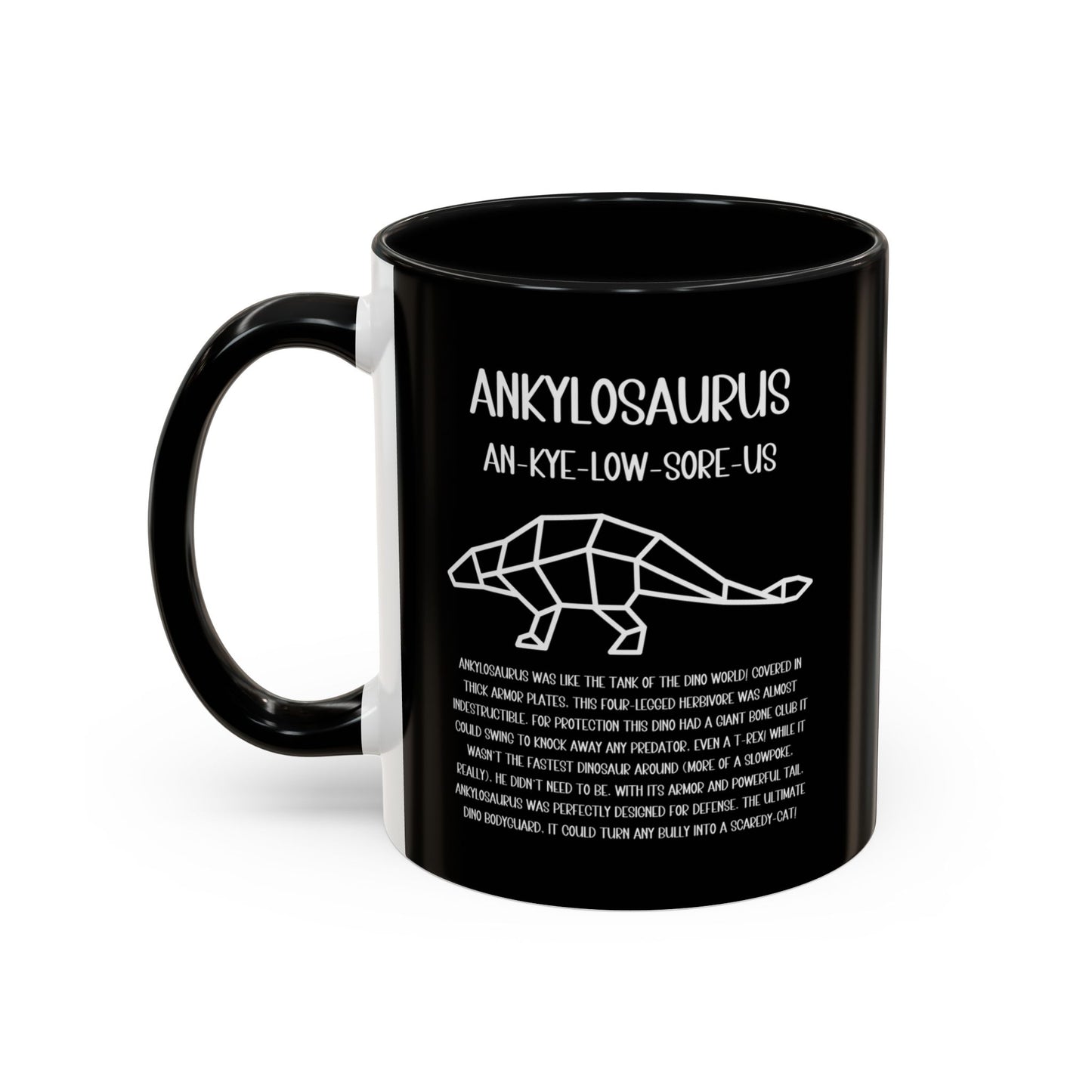 Polygon Ankylosaurus Mug with Detailed White Graphic Amazing Gift for the Dino Lovers in your life