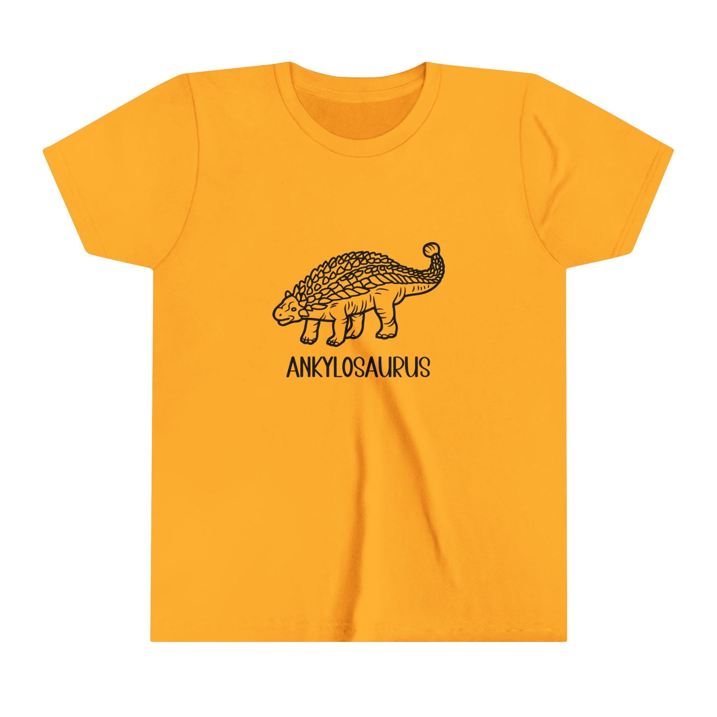 Youth Outlined Ankylosaurus T-Shirt with Black Graphics - Unisex Jersey Short Sleeve Tee Super Comfy Dino T-Shirt Gift