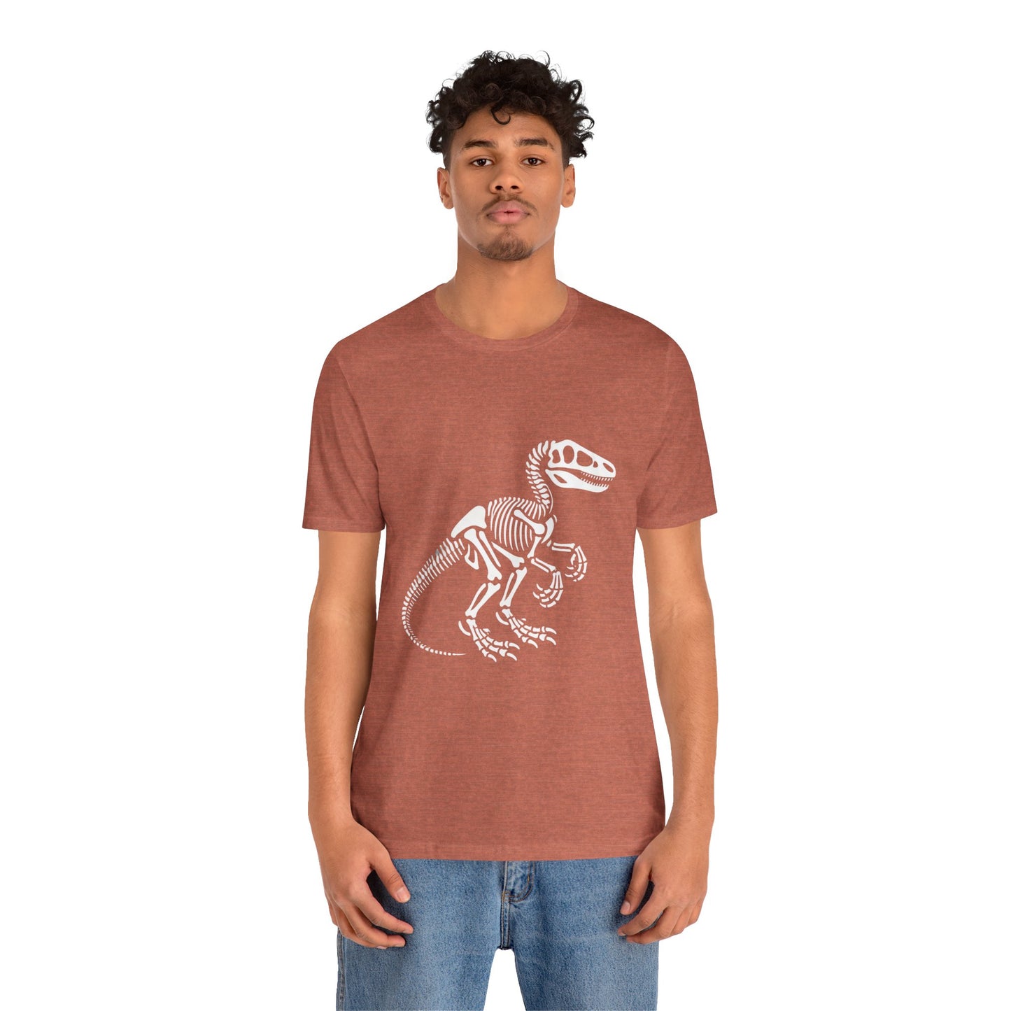 Velociraptor Skeleton Tee – Bold Fossil Graphic for Dinosaur Lovers! 🦖🦴✨ - Unisex Jersey Short Sleeve Tee Super Comfy Dino T-Shirt Gift