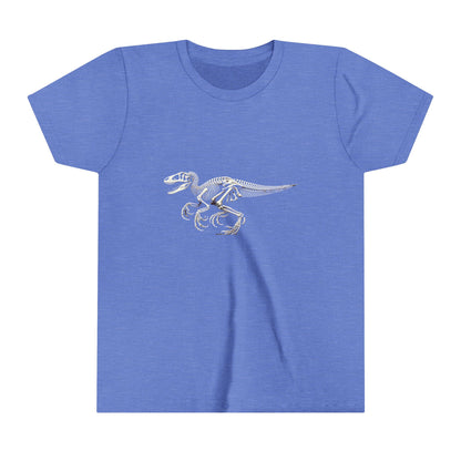 Youth Detailed Velociraptor Skeleton Tee – Fossil-Inspired Style for Dino Fans! 🦖🦴⚒️- Unisex Jersey Short Sleeve Tee Super Comfy Dino T-Shirt Gift