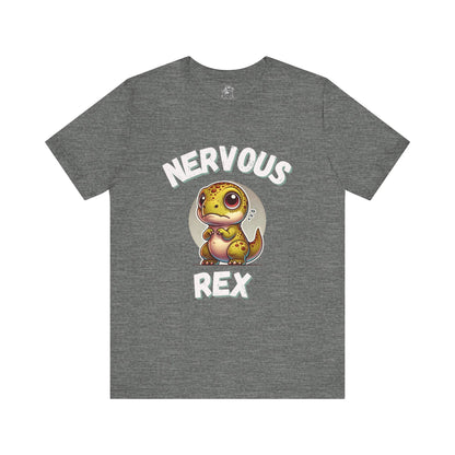 Cute Nervous Rex Unisex T-Shirt – Cute & Funny Unisex Dino Design for Everyday Fun