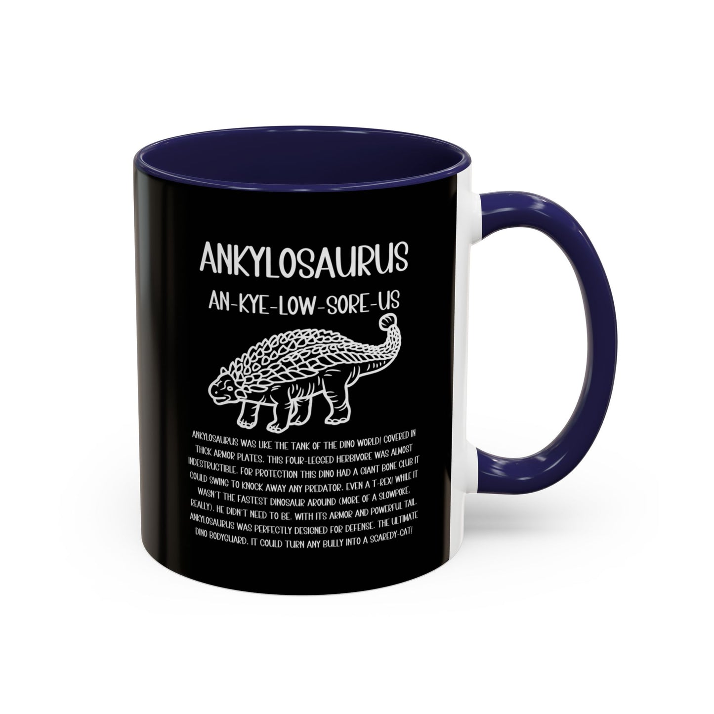 Outlined Ankylosaurus Mug with Detailed White Graphic Amazing Gift for the Dino Lovers in your life