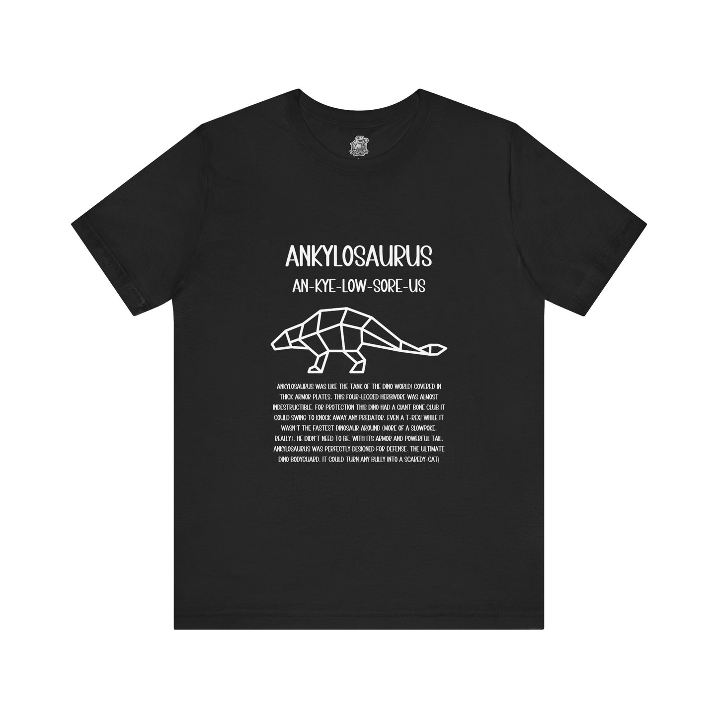 Polygon Ankylosaurus Detailed with White Graphics- Unisex Jersey Short Sleeve Tee Super Comfy Dino T-Shirt Gift