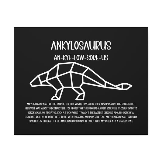 Polygon Ankylosaurus Horizontal Matte Canvas Black, Stretched, 1.25" Amazing Gift for the Dino Lover in your life