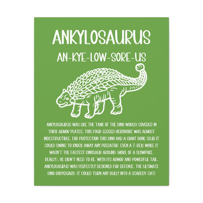 Outlined Ankylosaurus Vertical Matte Canvas Green, Stretched, 1.25" Amazing Gift for the Dino Lover in your life