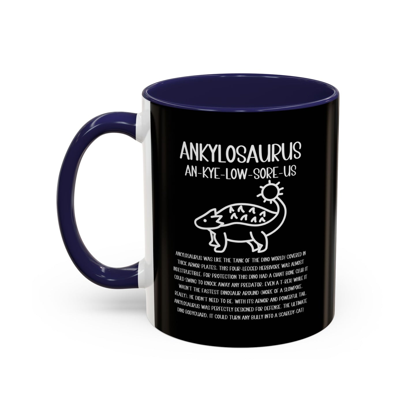 Cute Ankylosaurus Mug with Detailed White Graphic Amazing Gift for the Dino Lovers in your life