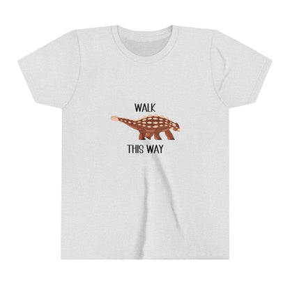 Youth Ankylosaurus Walk This Way Black Graphic - Unisex Jersey Short Sleeve Tee Super Comfy Dino T-Shirt Gift