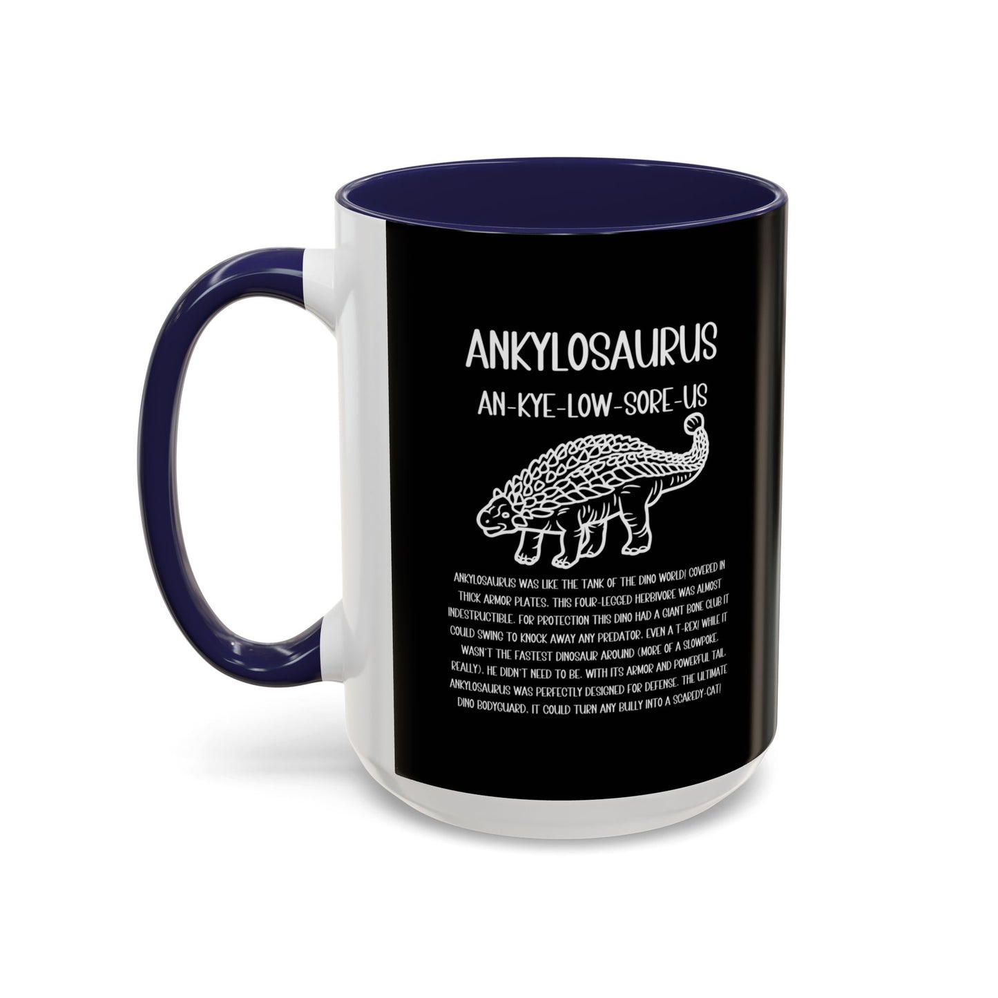 Outlined Ankylosaurus Mug with Detailed White Graphic Amazing Gift for the Dino Lovers in your life