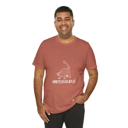 Defensive Ankylosaurus White Graphics- Unisex Jersey Short Sleeve Tee Super Comfy Dino T-Shirt Gift