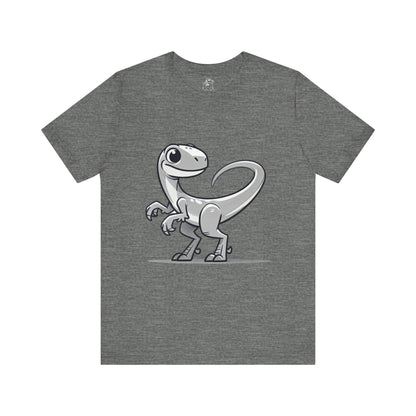 Monochrome Cartoon Velociraptor - Unisex Jersey Short Sleeve Tee Super Comfy Dino T-Shirt Gift