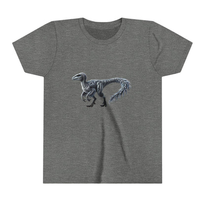 Youth Stunning Feathered Velociraptor Tee – Bold Jungle Colors & Fierce Dino Style! 🦖🍂🌌 - Unisex Jersey Short Sleeve Tee Super Comfy Dino T-Shirt Gift