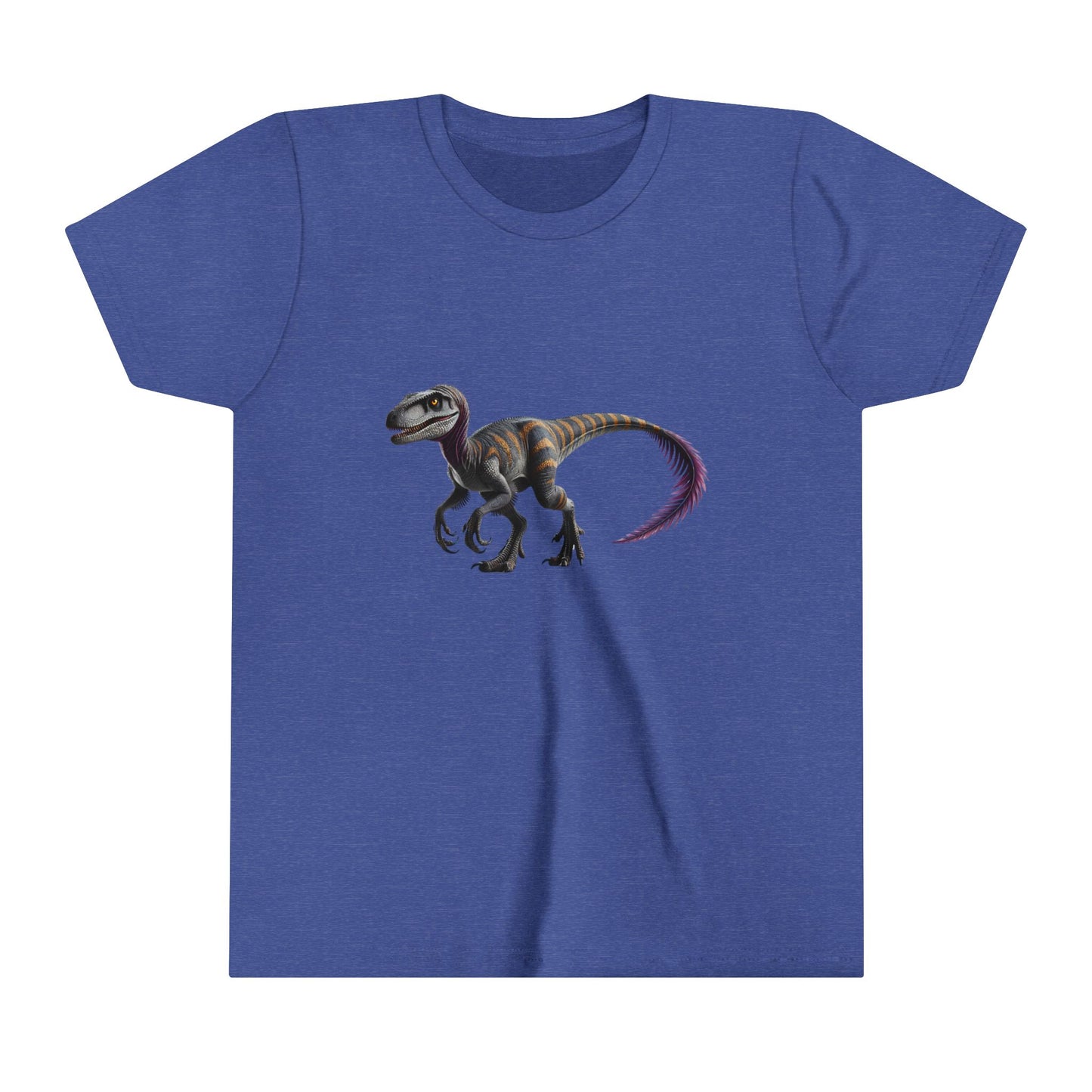 Youth Bold Blue Striped Velociraptor Tee – For Dino Lovers Ready to Roar into Adventure! 🦖🌊 - Unisex Jersey Short Sleeve Tee Super Comfy Dino T-Shirt Gift