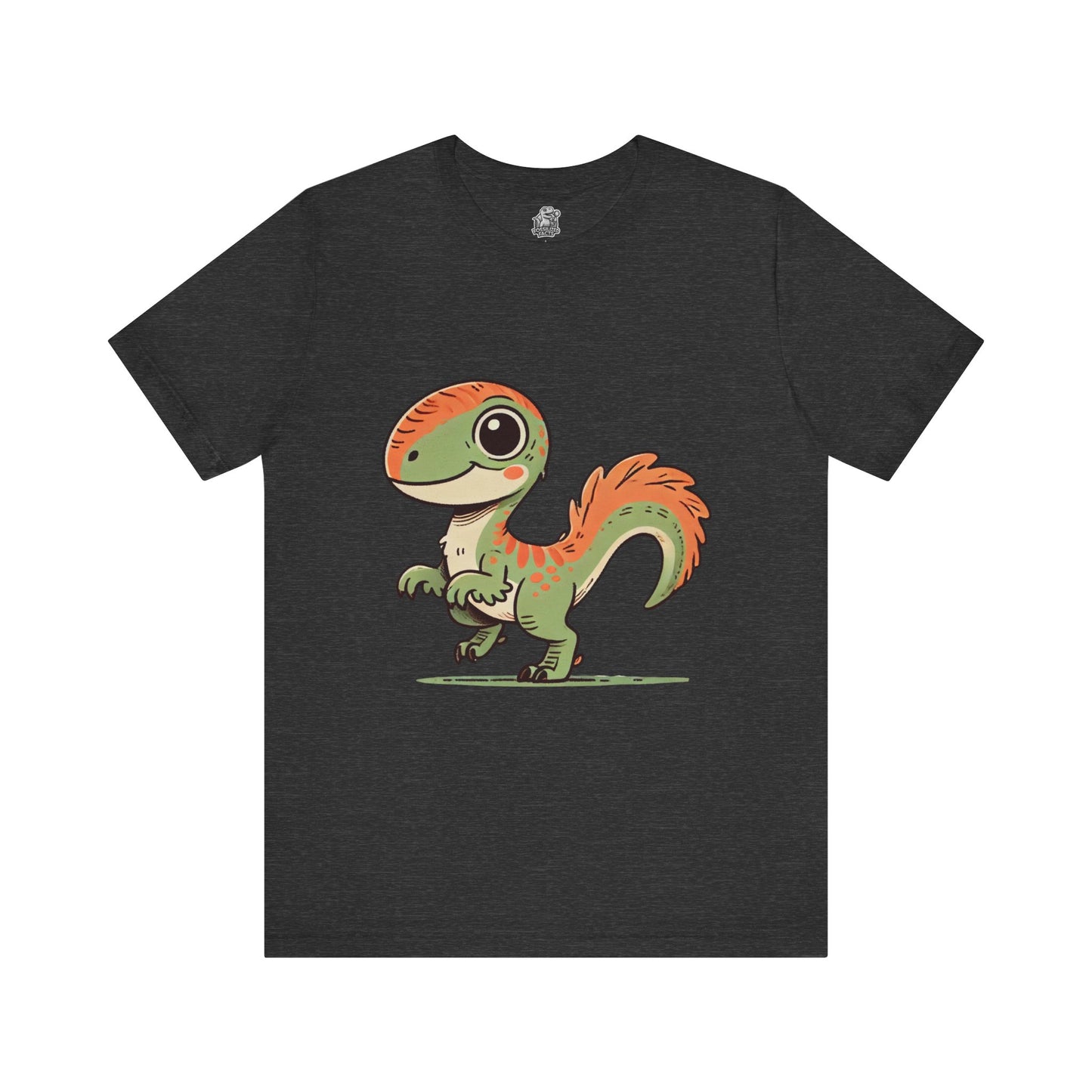 Charming Green & Orange Velociraptor Tee – Dino Delight for All Ages! 🦖🍃🧡 - Unisex Jersey Short Sleeve Tee Super Comfy Dino T-Shirt Gift