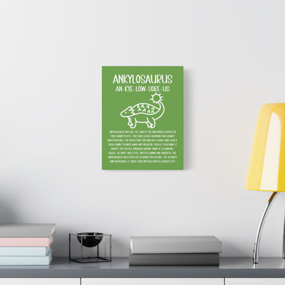 Cute Ankylosaurus Vertical Matte Canvas Green, Stretched, 1.25" Amazing Gift for the Dino Lover in your life