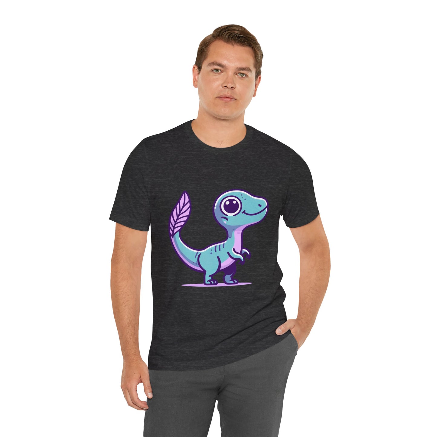 Adorable Pastel Velociraptor Tee – Cute Dino Vibes in Aqua & Lavender! 🦕💜💙 - Unisex Jersey Short Sleeve Tee Super Comfy Dino T-Shirt Gift