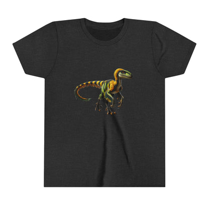 Youth Vibrant Jungle Velociraptor Tee – Bold Green & Yellow Dino Style! 🦖🌿🔥 - Unisex Jersey Short Sleeve Tee Super Comfy Dino T-Shirt Gift