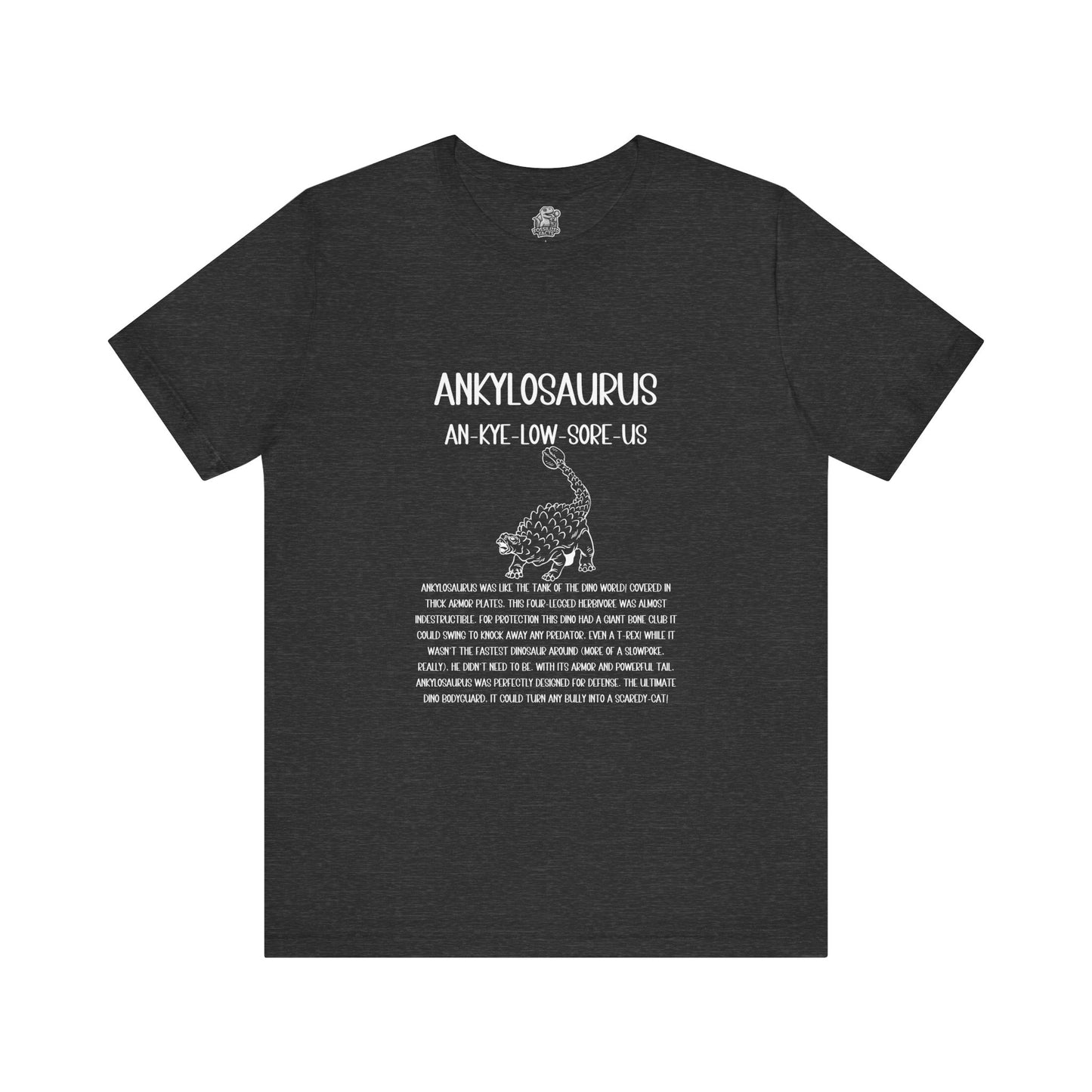 Defensive Ankylosaurus Detailed with White Graphics- Unisex Jersey Short Sleeve Tee Super Comfy Dino T-Shirt Gift