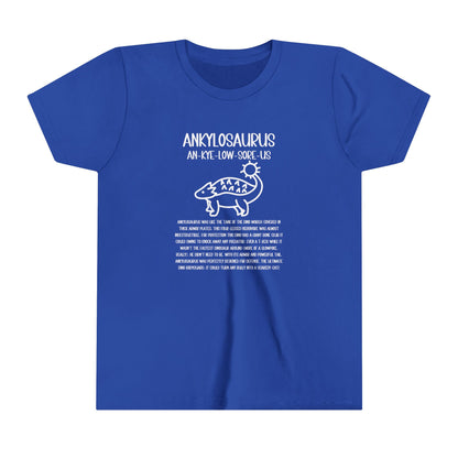 Youth Cute Ankylosaurus T-Shirt with Detailed White Graphics - Unisex Jersey Short Sleeve Tee Super Comfy Dino T-Shirt Gift