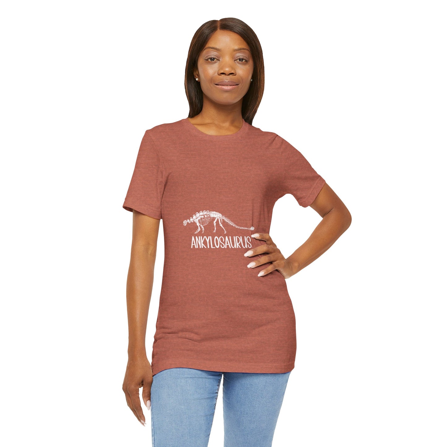 Fossil Ankylosaurus White Graphics- Unisex Jersey Short Sleeve Tee Super Comfy Dino T-Shirt Gift