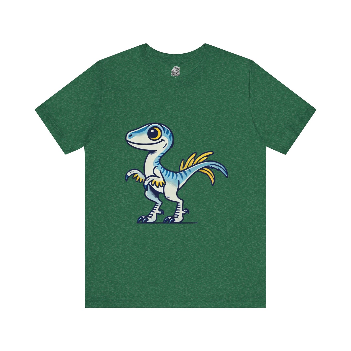 Playful Blue & Yellow Velociraptor Tee – Dino Fun for All Ages! 🦖💙💛 - Unisex Jersey Short Sleeve Tee Super Comfy Dino T-Shirt Gift