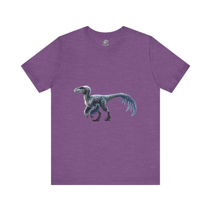 Icy Blue Feathered Velociraptor Tee – Fierce Style in Cool Tones! 🦖❄️🌌 - Unisex Jersey Short Sleeve Tee Super Comfy Dino T-Shirt Gift