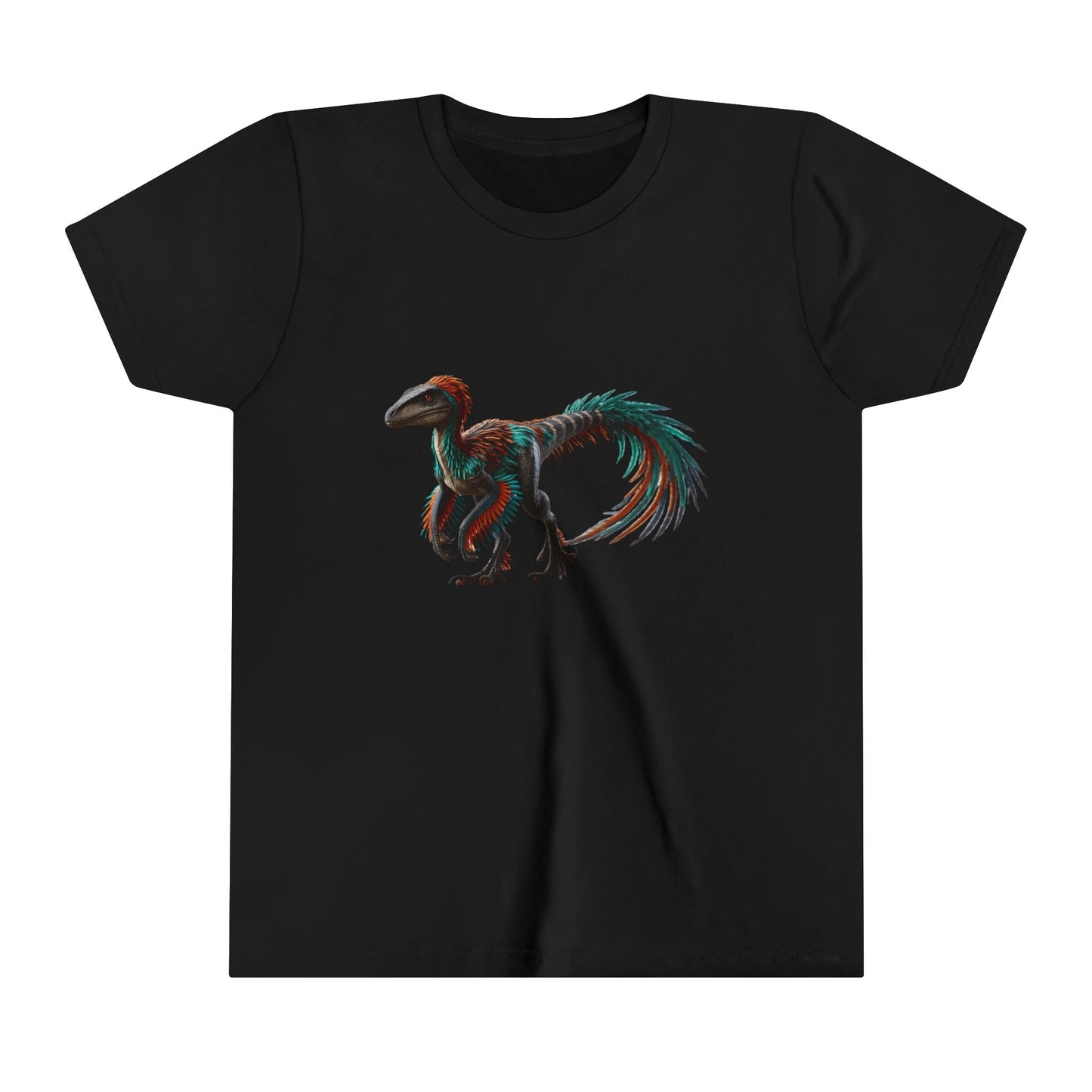 Youth Bright & Bold Velociraptor Tee – Adorable Dino Fun in Orange & Green! 🦖🍊🌿 - Unisex Jersey Short Sleeve Tee Super Comfy Dino T-Shirt Gift