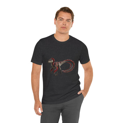 Fierce & Fiery Feathered Velociraptor Tee – Unleash Bold Dino Energy! 🦖🔥🌺 - Unisex Jersey Short Sleeve Tee Super Comfy Dino T-Shirt Gift