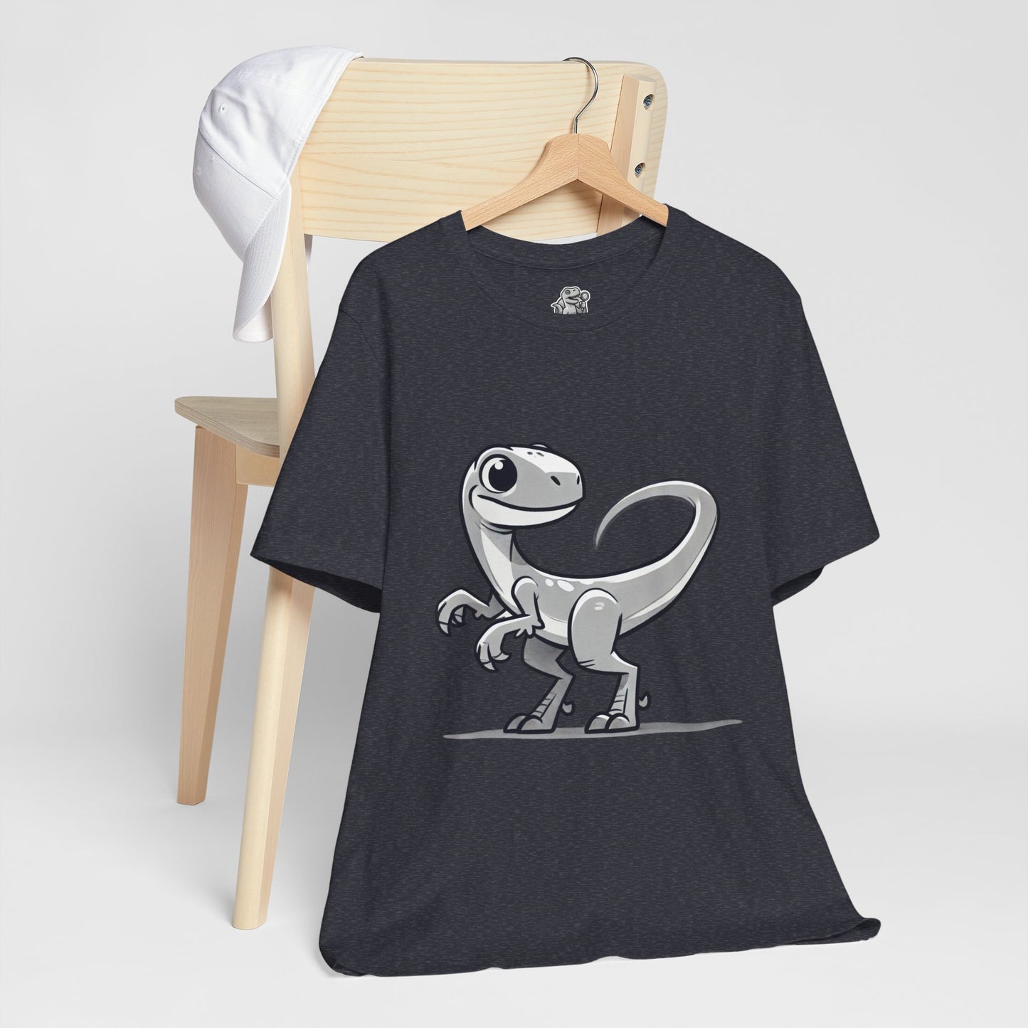 Monochrome Cartoon Velociraptor - Unisex Jersey Short Sleeve Tee Super Comfy Dino T-Shirt Gift