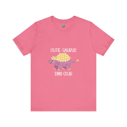 Ankylosaurus Cutie Saurus Dino Club Pink - White Graphic - Unisex Jersey Short Sleeve Tee Super Comfy Dino T-Shirt Gift