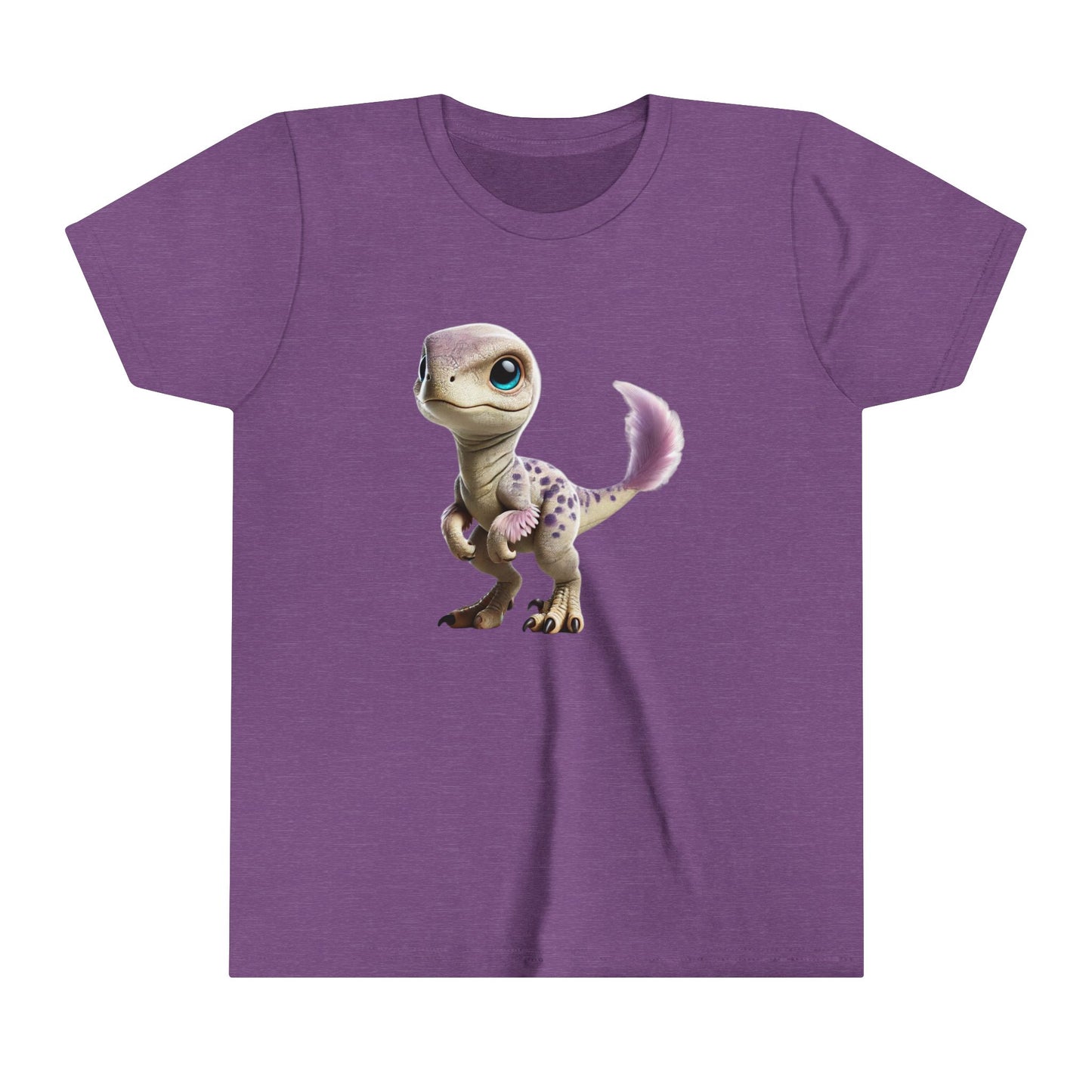 Youth Lovable Baby Velociraptor Tee – Sweet Dino Style in Soft Pastels! 🦖💜✨ - Unisex Jersey Short Sleeve Tee Super Comfy Dino T-Shirt Gift