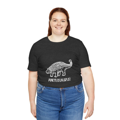 Outlined Ankylosaurus with White Graphics- Unisex Jersey Short Sleeve Tee Super Comfy Dino T-Shirt Gift