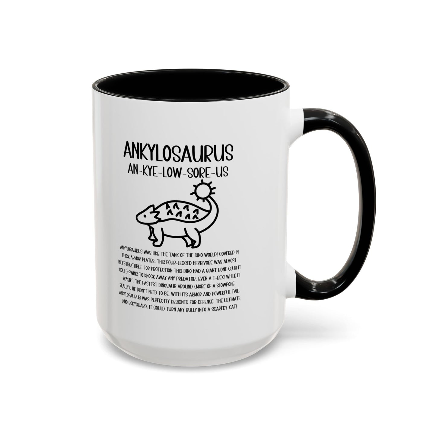 Cute Ankylosaurus Mug with Detailed Black Graphic Amazing Gift for the Dino Lovers in your life