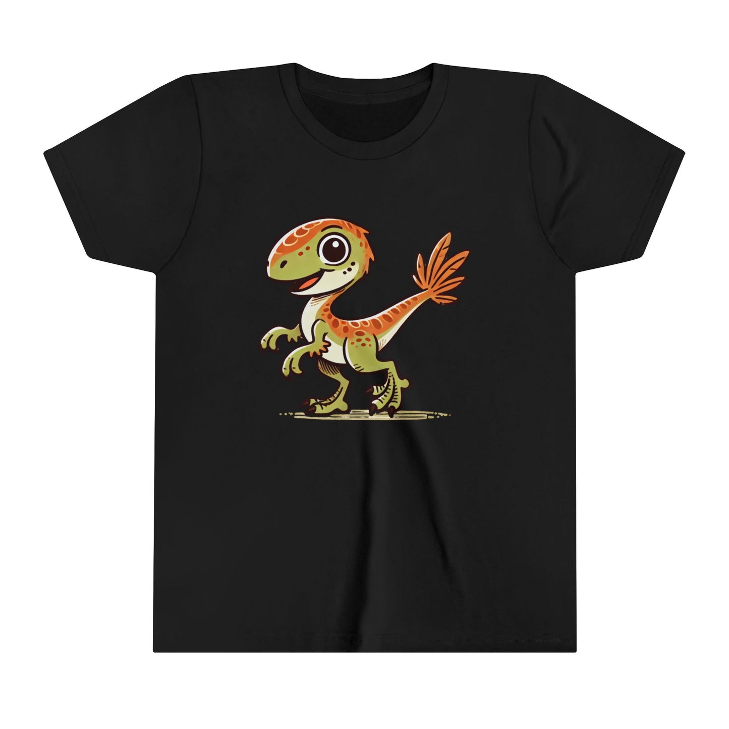 Youth  Playful Green Velociraptor Tee – Cute Dino Style with a Splash of Fun! 🦖🍂🌿 - Unisex Jersey Short Sleeve Tee Super Comfy Dino T-Shirt Gift