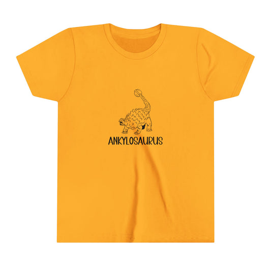 Youth Defensive Ankylosaurus T-Shirt with Black Graphics - Unisex Jersey Short Sleeve Tee Super Comfy Dino T-Shirt Gift